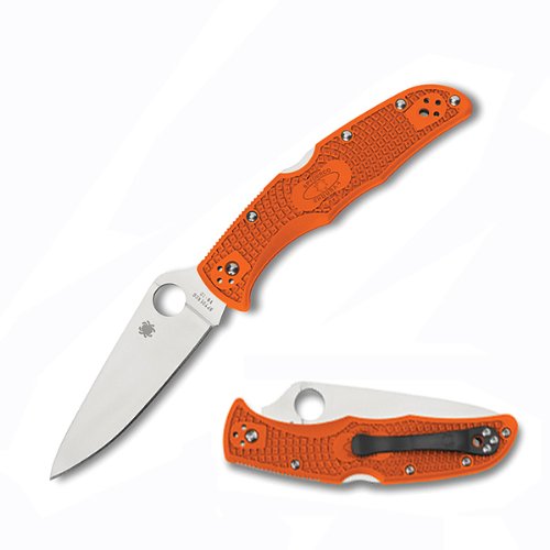 Spyderco Endura4 Lightweight FRN Flat Ground Plain Edge Knife, Orange1