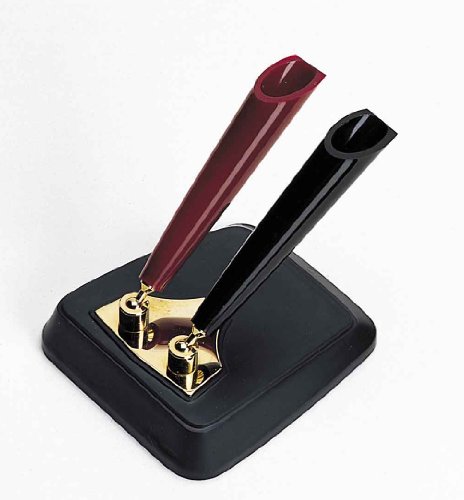 Platinum Desk Pen Stand - Double Pen - Black Red